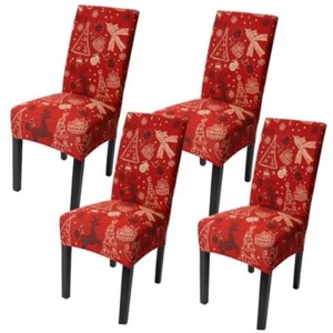 Christmas Chair Covers 6PCS Stretch Removable Christmas Dining Chair Slipcover - Picture 1 of 8