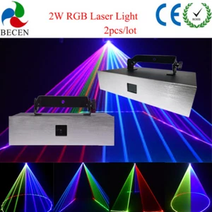 BECEN 2W RGB Full Color 2000mW Laser Projector DJ Stage Lighting SD Card 2pcs - Picture 1 of 4