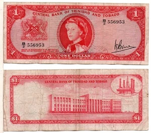 TRINIDAD AND TOBAGO 1 Dollar (QEII) 1964, Pick 26a, Very Fine - Picture 1 of 1