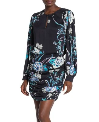 Vestido para mujer Hale Bob 162315 floral manga larga ojo de cerradura negro talla mediana Foto 1 de 3