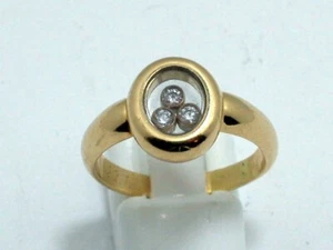 ANILLO CHOPARD BRILLANTE ORO AMARILLO 750 HAPPY DIAMONDS OVALADO LUJO PURO TALLA 56 T911 - Imagen 1 de 4