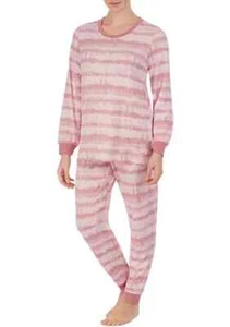 $69 Cuddl Duds® Jogger Lounge Set , Dark Pink Print , Size L - Picture 1 of 3