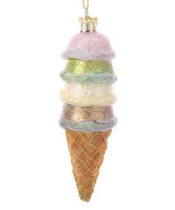 KURT ADLER NOBLE GEMS 5" ICE CREAM CONE SCOOPS BLOWN GLASS XMAS ORNAMENT NB1384 - Picture 1 of 3