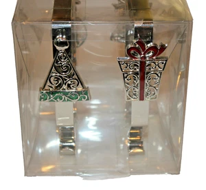 NEW 4-PACK 2021 SILVER METAL STOCKING HOLDERS by THE CHRISTMAS SHOPPE 5549928 - Picture 1 of 4