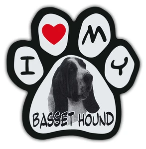 Picture Paws | Imanes en forma de pata de perro: I LOVE MY BASSET HOUND | Imán de coche - Imagen 1 de 1