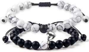 Couples Bracelets Matching 2 Pcs Magnetic Bracelets Adjustable Connecting Brace - Picture 1 of 6