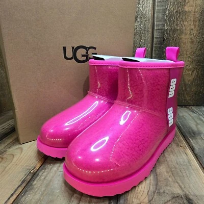 BOTA DE LLUVIA UGG KIDS CLASSIC CLEAR MINI II ROSA IMPERMEABLE JUVENIL US 5 = MUJER US 7 Foto 1 de 4