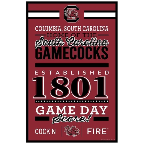 South Carolina Gamecocks 11"x17" Wood Sign Established Design [NEW] Banner Wall Cover