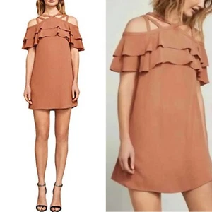 NUEVO MINI VESTIDO BCBG MAXAZRIA CHELSEY HOMBRO FRÍO VOLANTES TALLA S $228.00 - Imagen 1 de 10