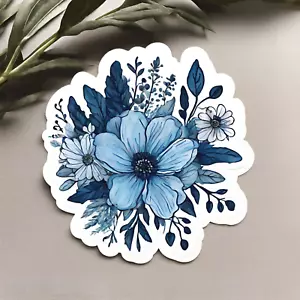 blue flowers sticker 3x3" ` - Picture 1 of 1
