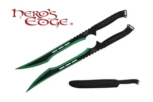 Juego de 2 piezas Full Tang 2 Tonos Hoja Verde Espada Ninja Recta con Funda - Imagen 1 de 1