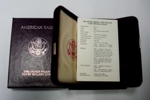 *NEW* 1986 S PROOF SILVER EAGLE BOX, COA & VELVET CASE (NO COIN OR CAPSULE) - Picture 1 of 5