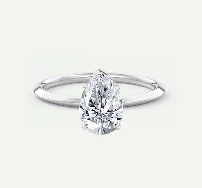 Anillo solitario de diamantes cultivados creado en laboratorio talla pera de 1,25 quilates IGI F/VS PLATINO 950 Foto 1 de 2