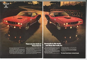 1971 PLYMOUTH BARRACUDA 2-page advertisement, Plymouth ‘Cuda 340 & Hemi-Cuda - Imagen 1 de 3