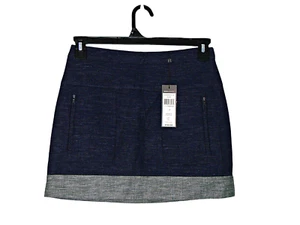 BCBG Maxazria Womens Denim Alden Blocked Hem Straight Skirt Blue Gray Wash Sz 4 - Picture 1 of 12