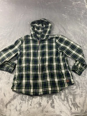 LL Bean Scotch Plaid Hoodie Women Large Full Zip Relaxed Fit 100% Cotton Soft - Image 1 of 4