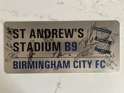 BIRMINGHAM CITY FC - Señal de tráfico firmada **COA** Escuadrón completo Foto 1 de 2