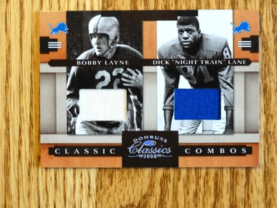 BOBBY LAYNE / DICK "NIGHT TRAIN" LANE  GAME-USED JERSEY CARD /250  DETROIT LIONS - Image 1 of 3