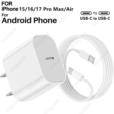 PD 20W Fast Charger Adapter Type C USB-C Cable For i Phone Air 17 16 15 Samsung - Image 1 of 4