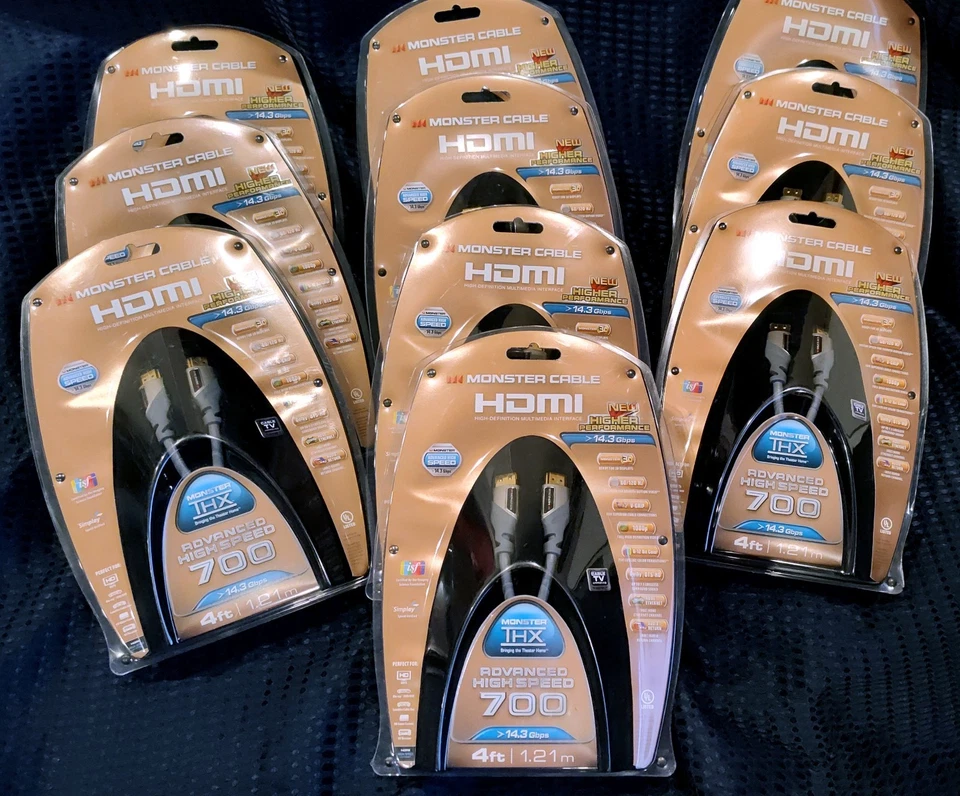 HDMI Cables x10 - Monster Cable HDMI 700 Series – 4 ft - New Sealed - Image 1 of 1