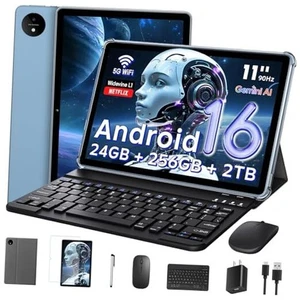 11 Inch Tablet Android 16 with Keyboard, 24GB RAM + 256GB ROM (2TB Blue - Picture 1 of 7