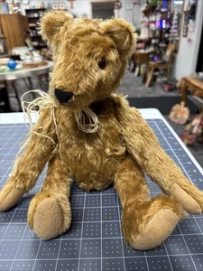 Vintage Mohair Teddy Bear Fully Jointed With Felt Paws Copper Fur And Eyes - Picture 1 of 14