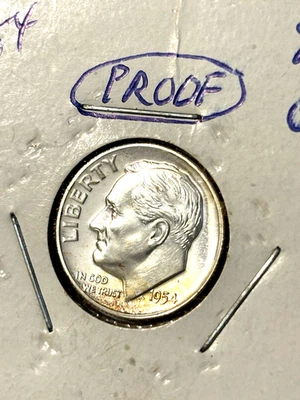 5 Lot 4 PROOF Roosevelt Dimes 1954 - 1956 - 1958 - 1959  1 Silver Canadian Dime - Image 1 of 4