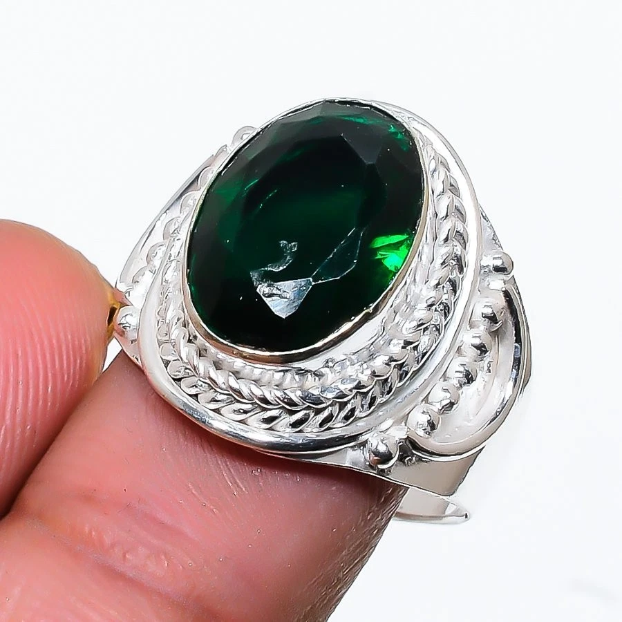Chrome Diopside  Gemstone Handmade 925 Sterling Silver All Size Ring For Gift - Image 1 of 1