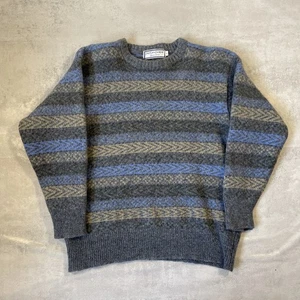 Vintage Yves Saint Laurent Jumper Mens Small Grey Blue Crewneck Wool YSL 90s - Picture 1 of 8