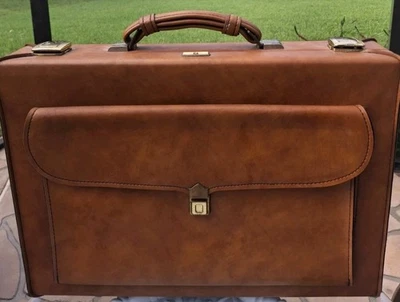 Maletín organizador rígido vintage Airway, marrón claro, con llave Foto 1 de 4