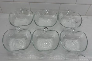 6-KIG Indonesia Glass Apple Shaped Fruit Dessert Bowls 4 3/4" Textured - Picture 1 of 12