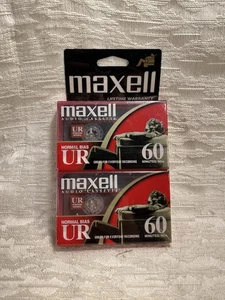 Pack of 2 Maxell UR 60 Minutes Blank Audio Cassettes New -- 8783 - Picture 1 of 2