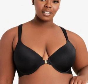 Ashley Stewart Front Close Racerback Bra In Black Plus Size 42DD - Picture 1 of 4