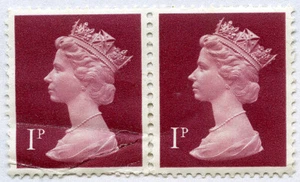 Francobollo Gran Bretagna Scott #MH23 Crimson Queen Elizabeth II 1p - Foto 1 di 1