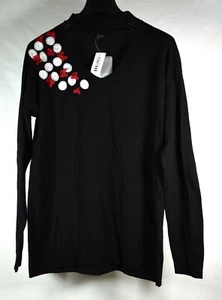 Disney Minnie Mouse Rock The Dots Sweater M Black Womans NWT  - Picture 1 of 4