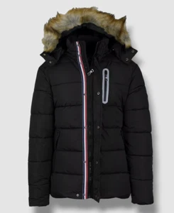 $150 Spire By Galaxy Men's Black Hooded Heavy Tech Puffer Jacket Coat Size 2XL - Picture 1 of 3