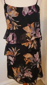 Ladies Chiffon Layered Strappy Summer Cruise Vintage Dress Size 14 By Top Shop - Picture 1 of 3