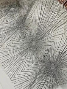 Silver Sparkling Glitter Mesh Fabric By The Yard, Glitters and Sequins Geometric - Picture 1 of 4