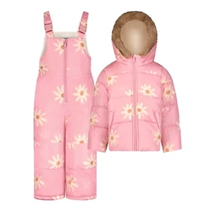Carter's Girl's 2-Piece Bib Daisy Print Snowsuit 2T 3T 4T 5/6 6X 7/8 10/12 NWT - Picture 1 of 6