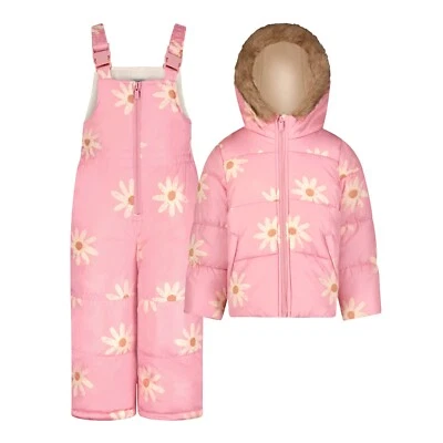 Carter's Girl's 2-Piece Bib Daisy Print Snowsuit 2T 3T 4T 5/6 6X 7/8 10/12 NWT - Image 1 of 4