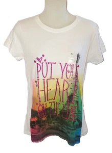 Put Your Heart on the Line Paris France Eiffel Tower Colorful Rainbow XL T-Shirt - Picture 1 of 7