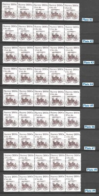 Scott # 1907 18c SURREY PNC5s, Complete SET of 18, QUALITY! Cat.-$205.00 - Image 1 of 4