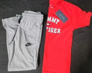 Boys Nike Jogger Grey Pants Elastic Pocket Drawstring Tommy Hilfiger Tshirt Sm 6 - Picture 1 of 12