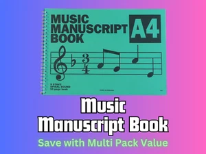 Music Manuscript Book, 9 Staves - 50 pages, spiral bound - Picture 1 of 3