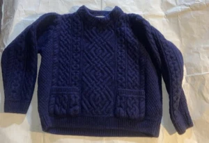 Aran Crafts Ireland 100% Merino Wool Youth Cable Winter Warm Sweater Large - Picture 1 of 7
