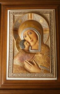 Ikone Maria mit Kind.Reliefikone Porzellan,Rarität Ladenpreis 5529,00 Euro