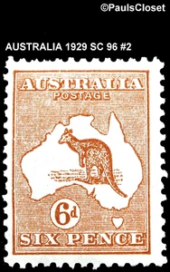 AUSTRALIA 1929 SC 96 KANGAROO & MAP BROWN 6p MVLH OG WM 203 F/VF #2 - Picture 1 of 2