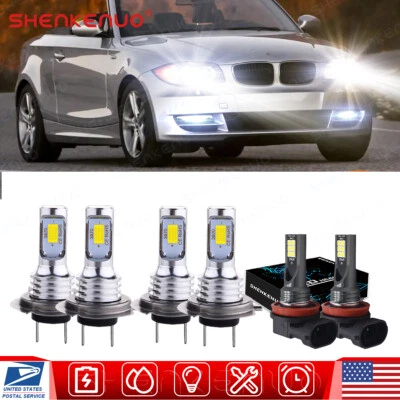 Fits For BMW 128i 135i 2008-2013 6x H7 H11 LED Headlight & Fog Light Combo Bulbs - Image 1 of 4