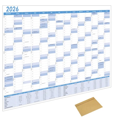 2026 Wandkalender DIN A1,A2,A3,A4 Plakatkalender Jahresplaner GEFALZT Planer BB - Bild 1 von 4