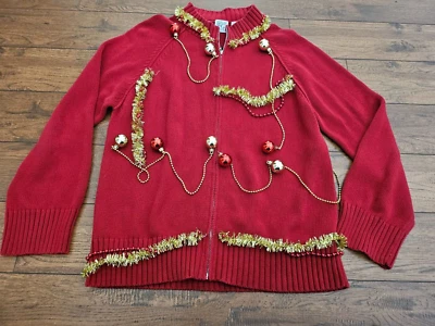 Field Gear 丑陋圣诞毛衣 XL 金色摆件珠子和 Garland Gaudy — 第 1/4 张图片